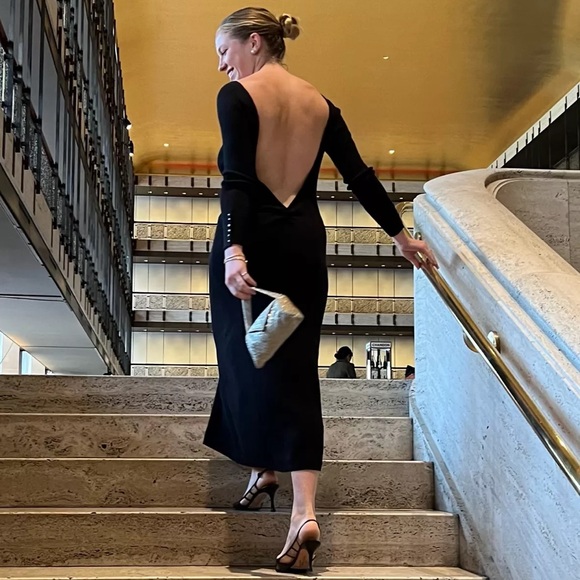 Sezane Dresses & Skirts - Sezane Vivianne Ribbed Open Back Merino Wool Sweater Midi Dress